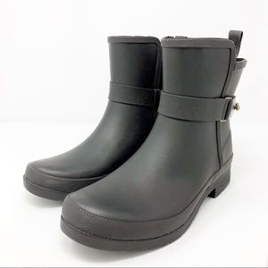 Chooka Sidewalk Rain Bootie Black Rubber NEW